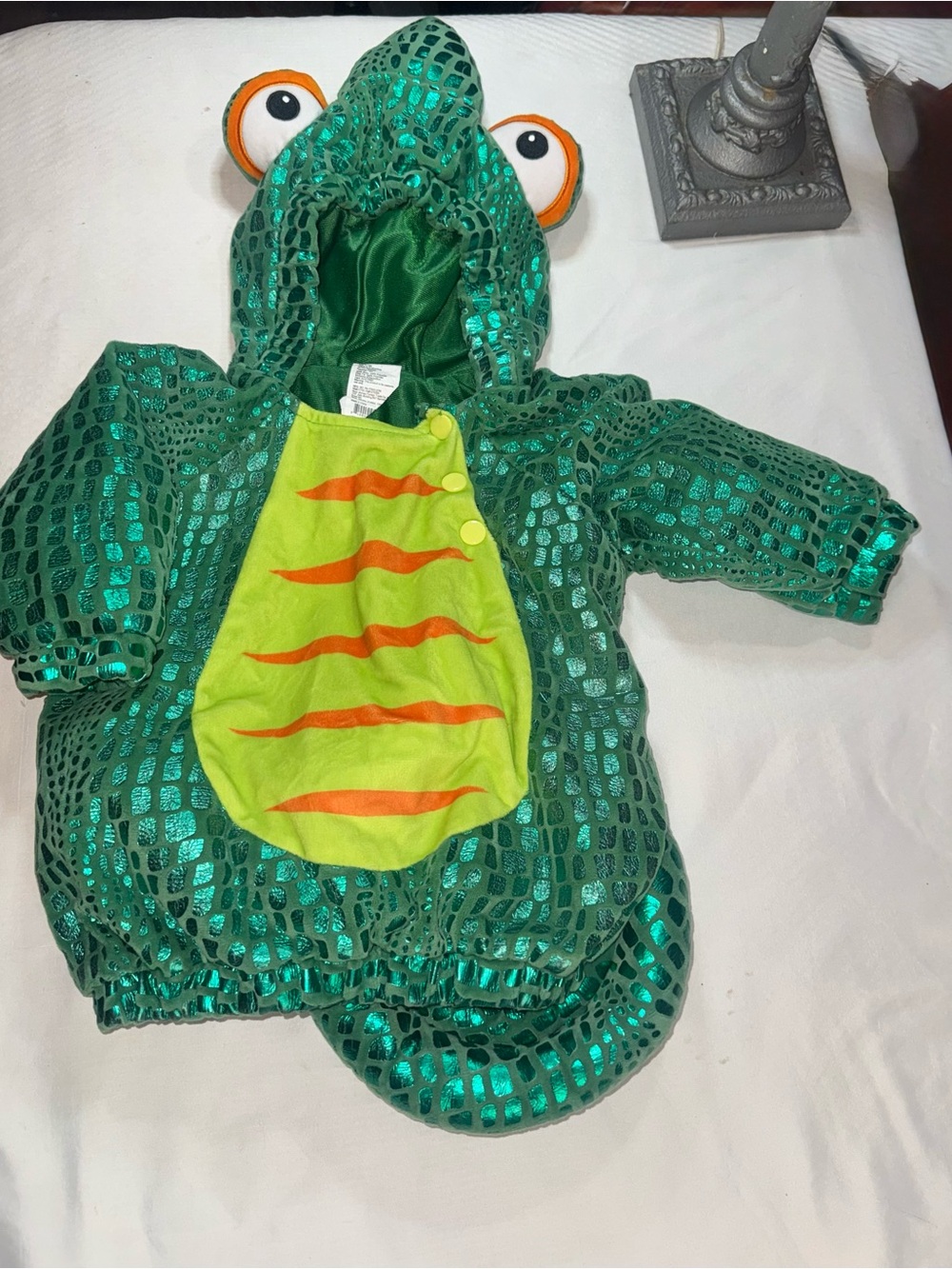Green Sparkle Lizard Chameleon Kids Costume Hoodie